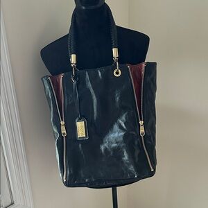 Badgley Mischka Black and Red Tote Bag